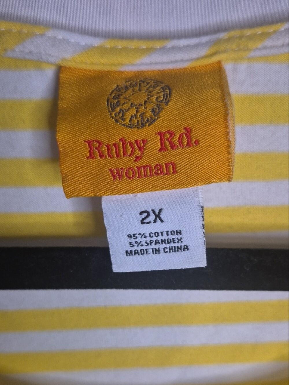 Ruby Rd. Yellow and White Striped Ruffle-Sleeve Top - Picture 2 of 7